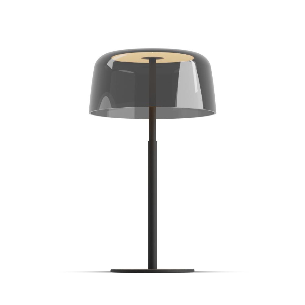 Yurei Table Lamp (Matte Black) with 14" Transparent Polymer Shade, Dark Gray